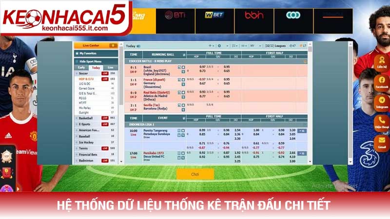 Hệ thống dữ liệu thống kê trận đấu chi tiết